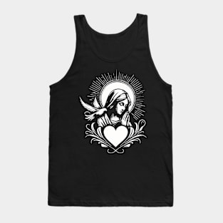 Holy Mary with heart and dove of peace Tank Top